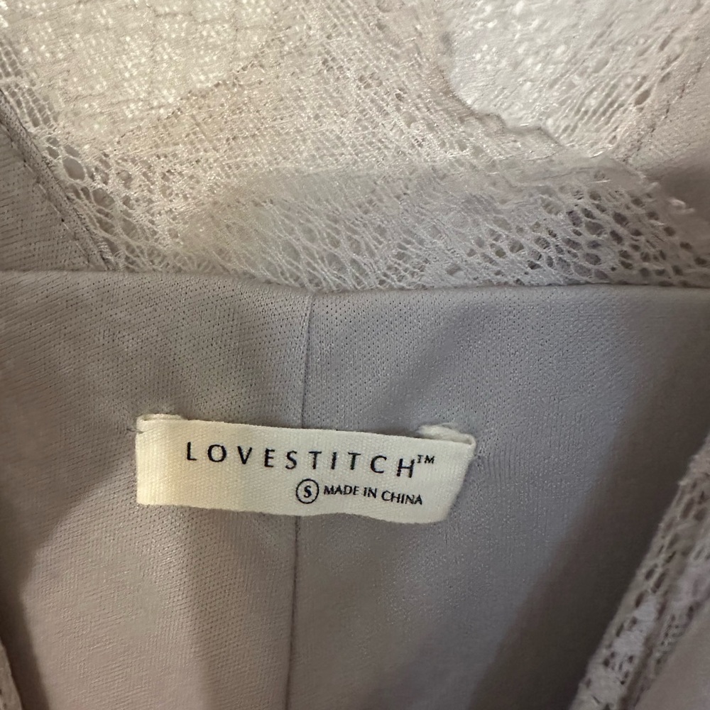 Lovestitch Lace Trim Maxi Dress Gray Swiss Dot Button Front - Picture 6 of 6